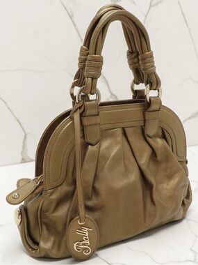 Bally GUC Gold/Taupe Leather Double-Handle Satchel